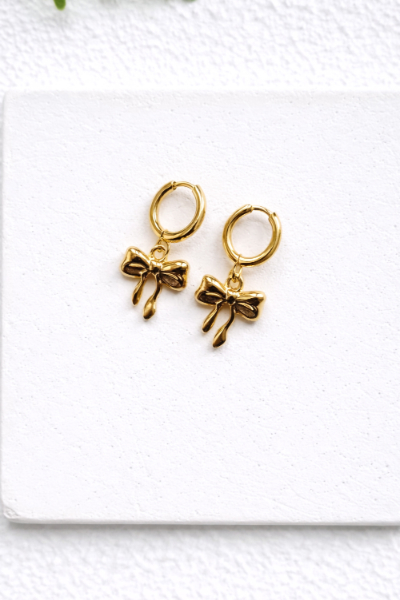 Bow Gold Hoop Earring - PD421